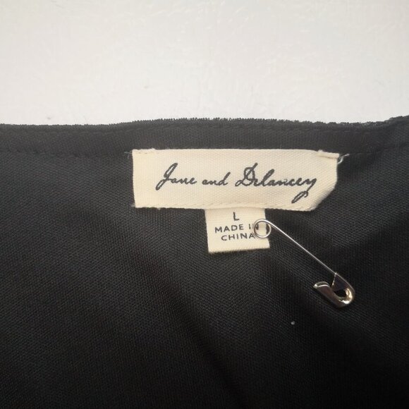 Jane & Delancy Ladies Size Large Black & Grey Pattern Short Sleeves Flowy Dress - Picture 3 of 8